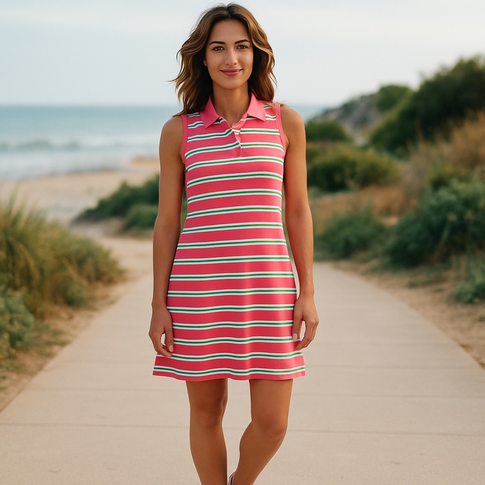 LILLY PULITZER PINK WHITE STRIPED SLEEVELESS DRESS S